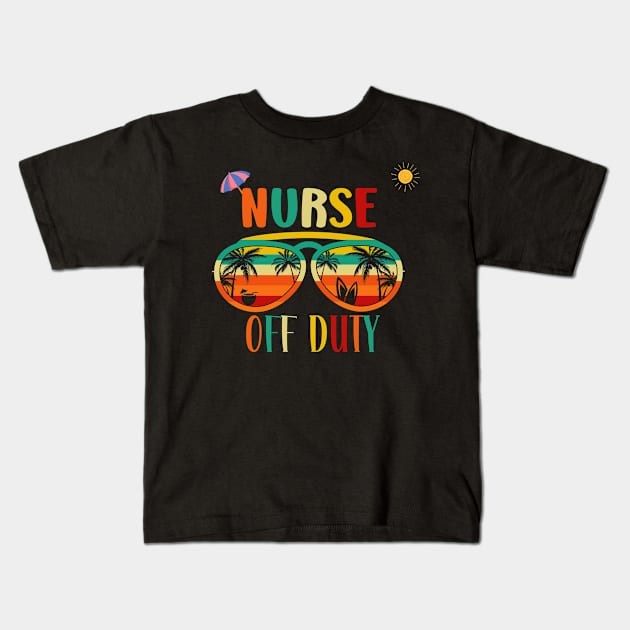 Nurse Off Duty- Summers retro vintage Sunglasses Kids T-Shirt by Perfect Spot